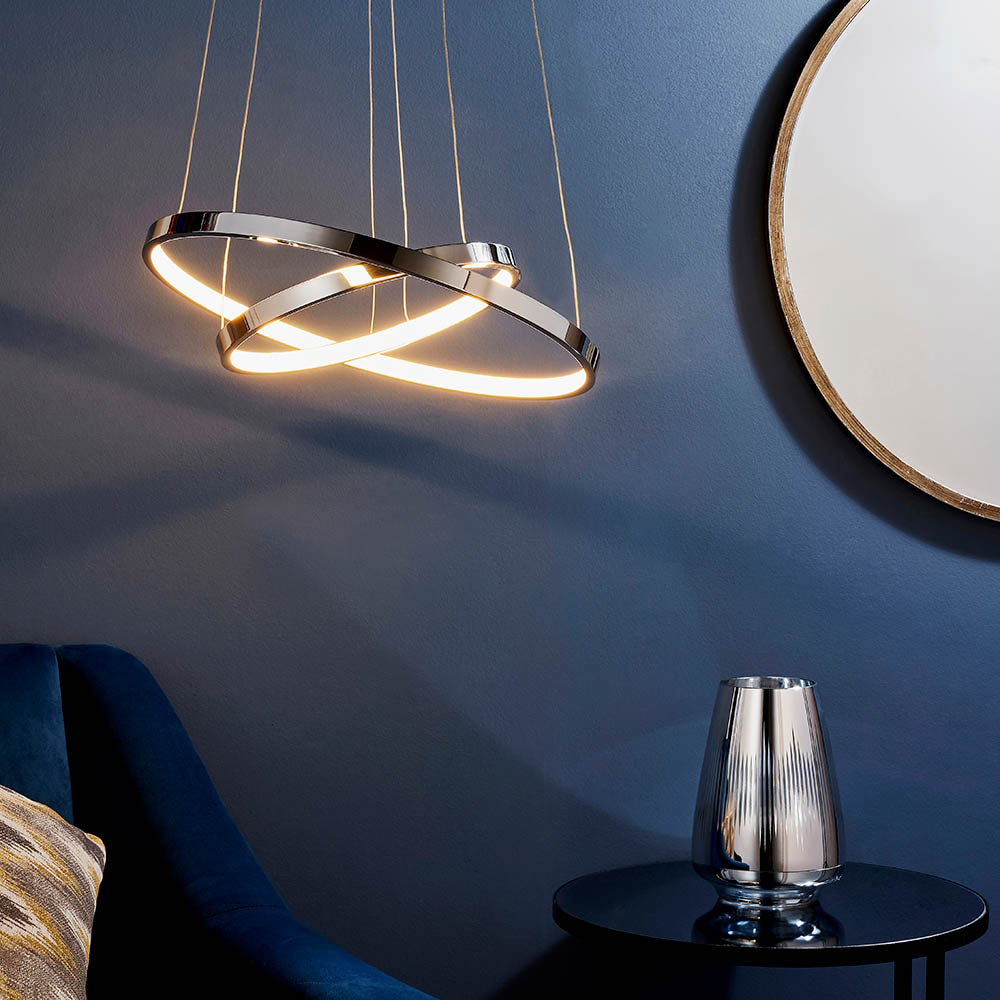 Endon Kline 2 Ring Pendant  - Chrome Plate & Frosted Acrylic