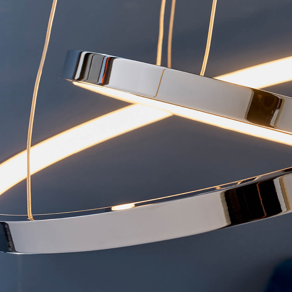 Endon Kline 2 Ring Pendant  - Chrome Plate & Frosted Acrylic