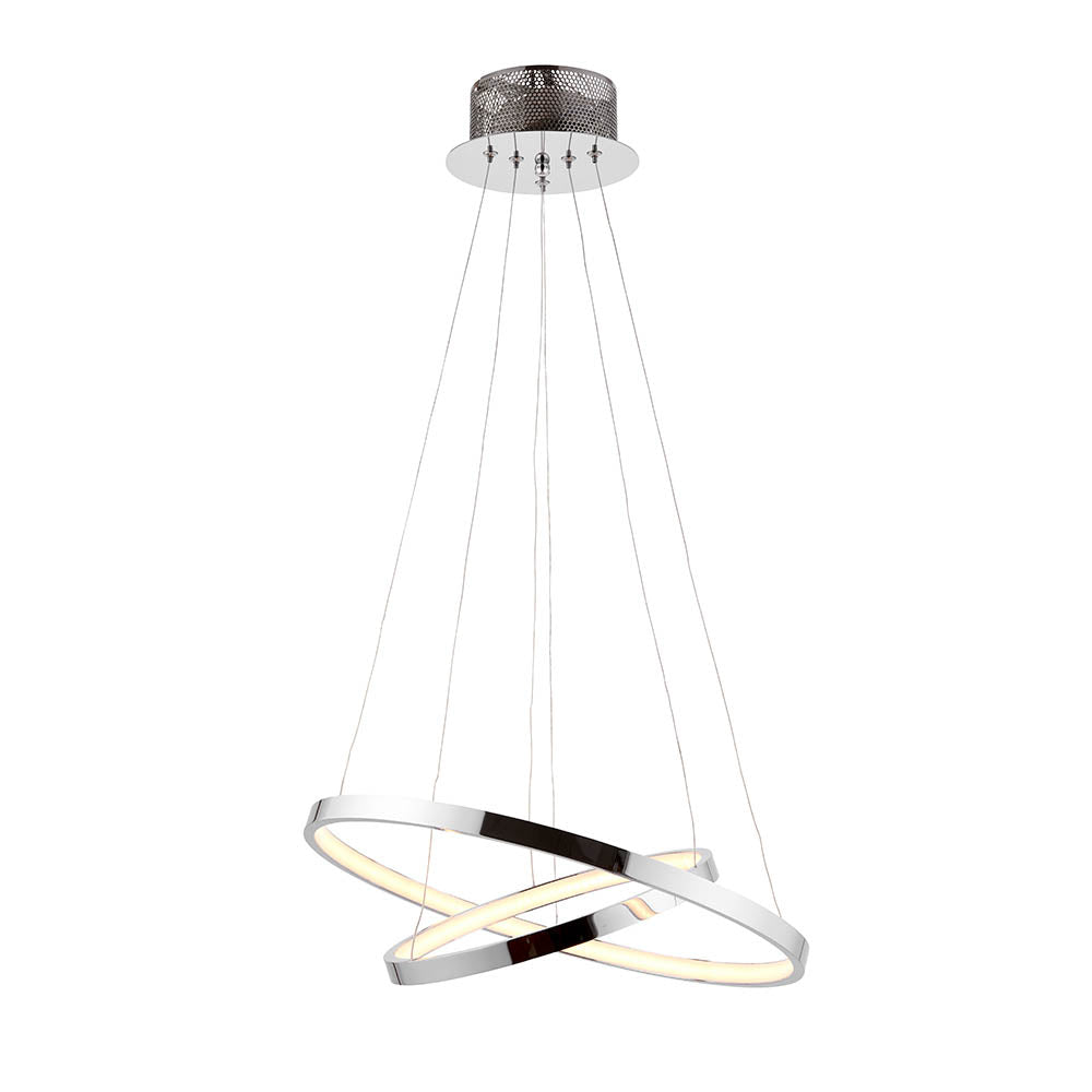 Endon Kline 2 Ring Pendant  - Chrome Plate & Frosted Acrylic