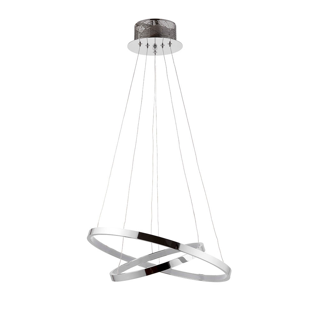 Endon Kline 2 Ring Pendant  - Chrome Plate & Frosted Acrylic