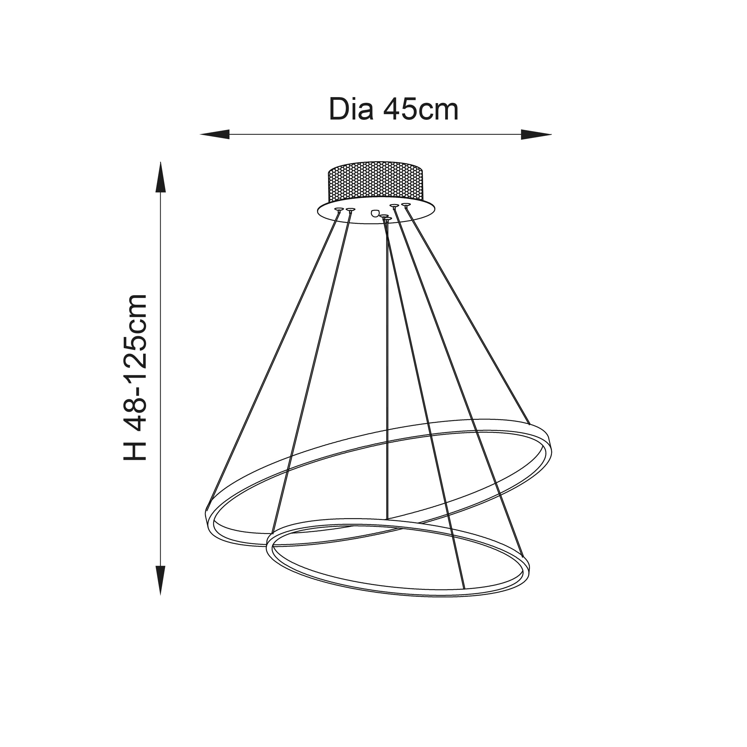 Endon Kline 2 Ring Pendant  - Chrome Plate & Frosted Acrylic