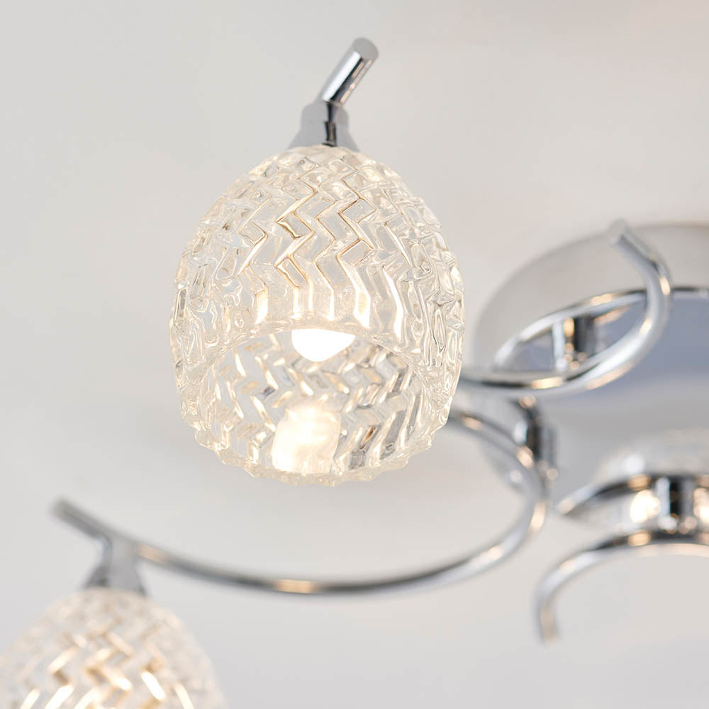 Endon Boyer 5 Light Semi Flush Fitting  - Chrome Plate & Clear Glass