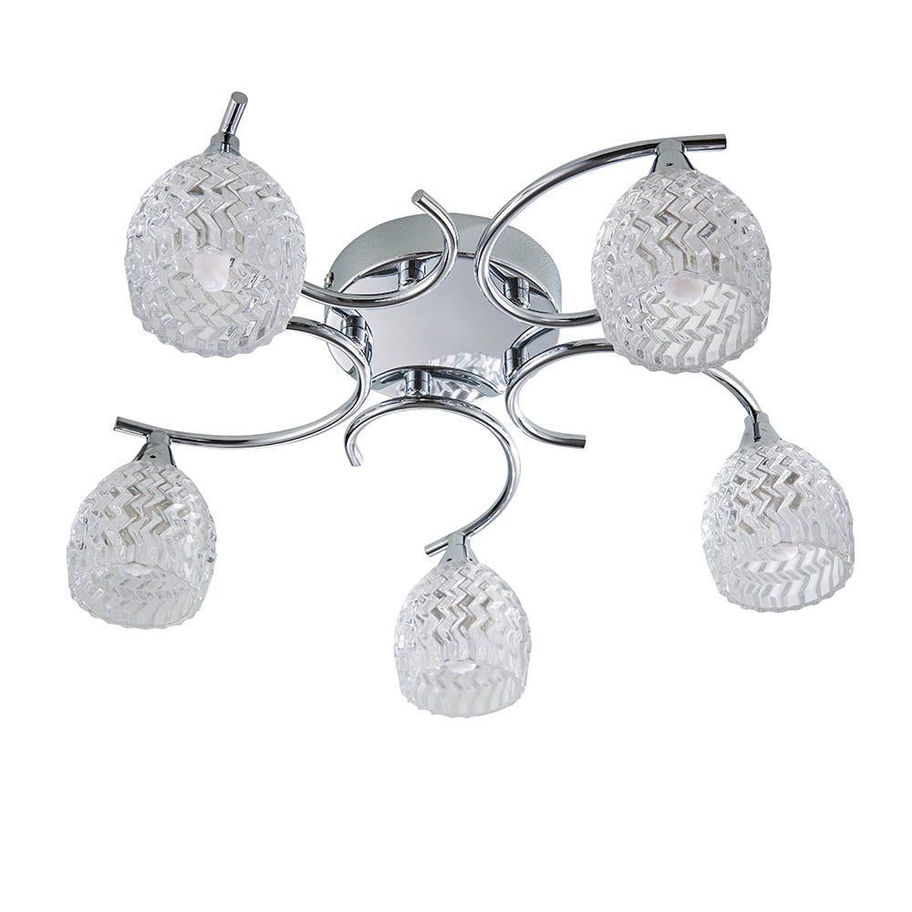 Endon Boyer 5 Light Semi Flush Fitting  - Chrome Plate & Clear Glass