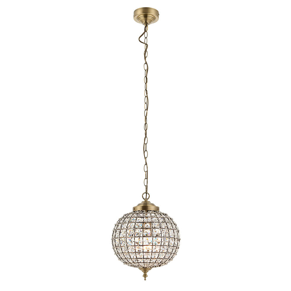 Endon Tanaro Single Light Pendant - Antique Brass Plate & Clear Glass