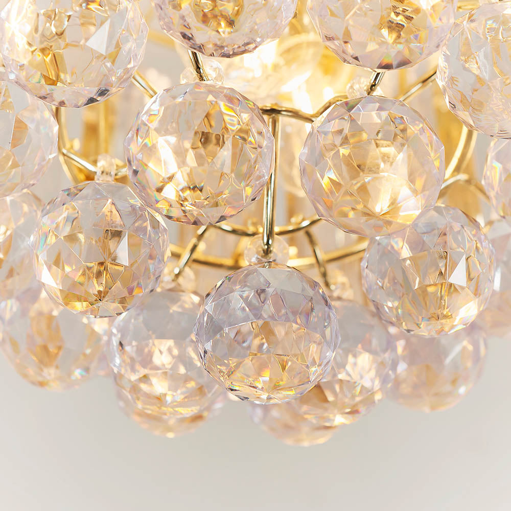 Endon Fargo 2 Light Flush Fitting - Brass Plate & Clear Acrylic