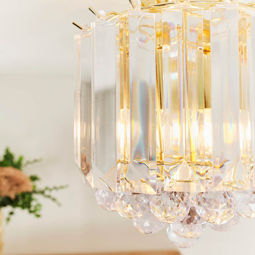 Endon Fargo 2 Light Flush Fitting - Brass Plate & Clear Acrylic