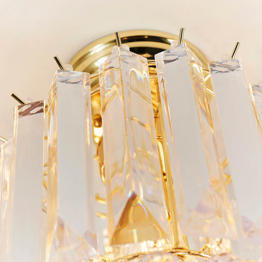 Endon Fargo 2 Light Flush Fitting - Brass Plate & Clear Acrylic