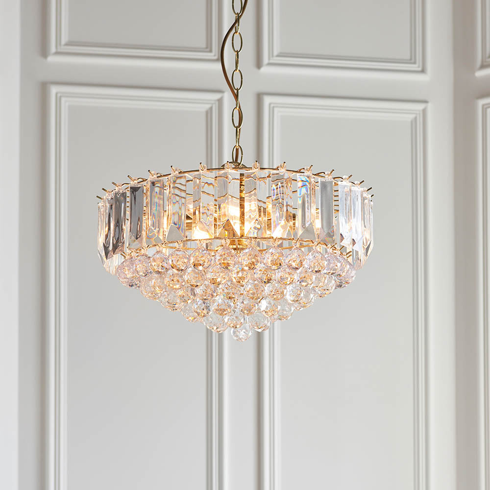 Endon Fargo 6 Light Pendant - Brass Plate & Clear Acrylic