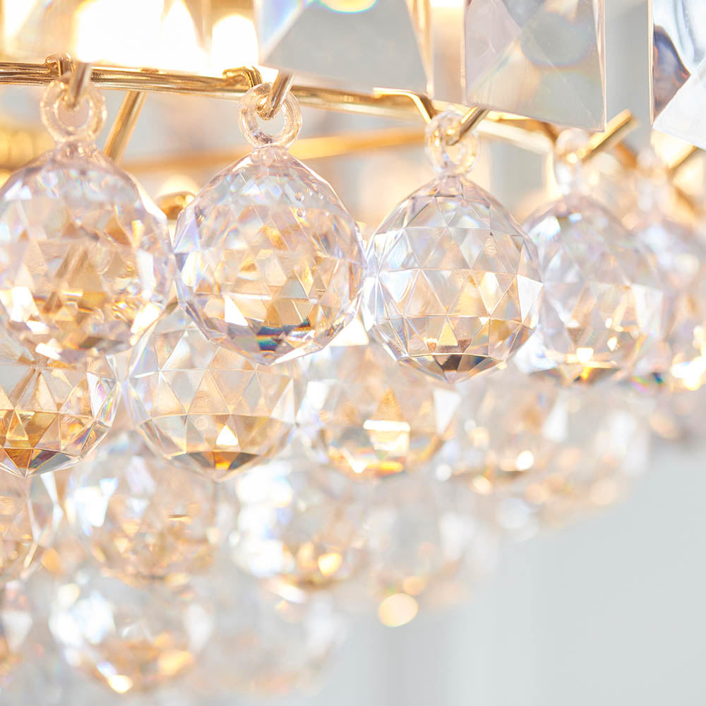 Endon Fargo 6 Light Pendant - Brass Plate & Clear Acrylic