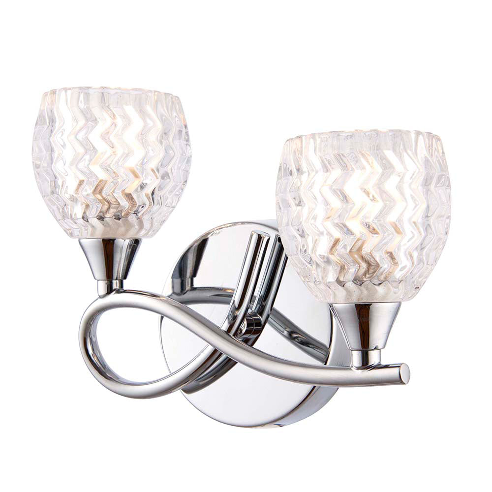 Endon Boyer 2 Light Left Wall Light  - Chrome Plate & Clear Glass