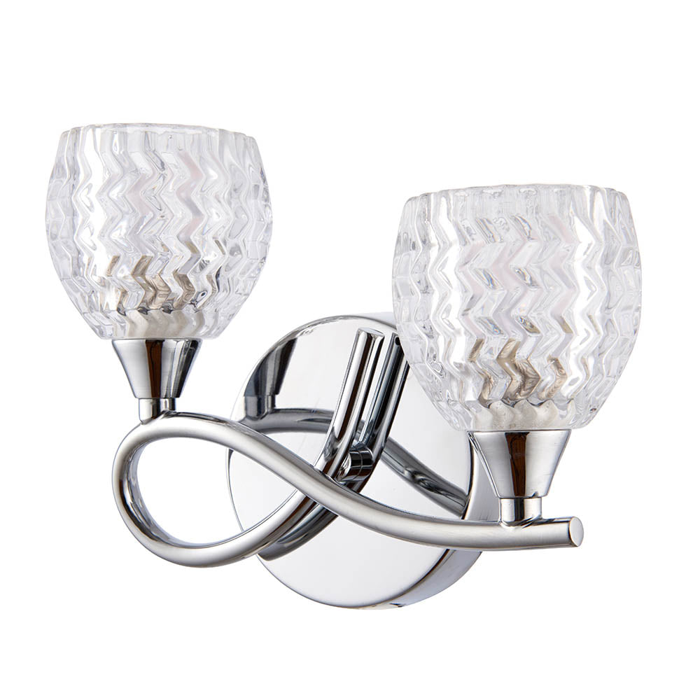 Endon Boyer 2 Light Left Wall Light  - Chrome Plate & Clear Glass