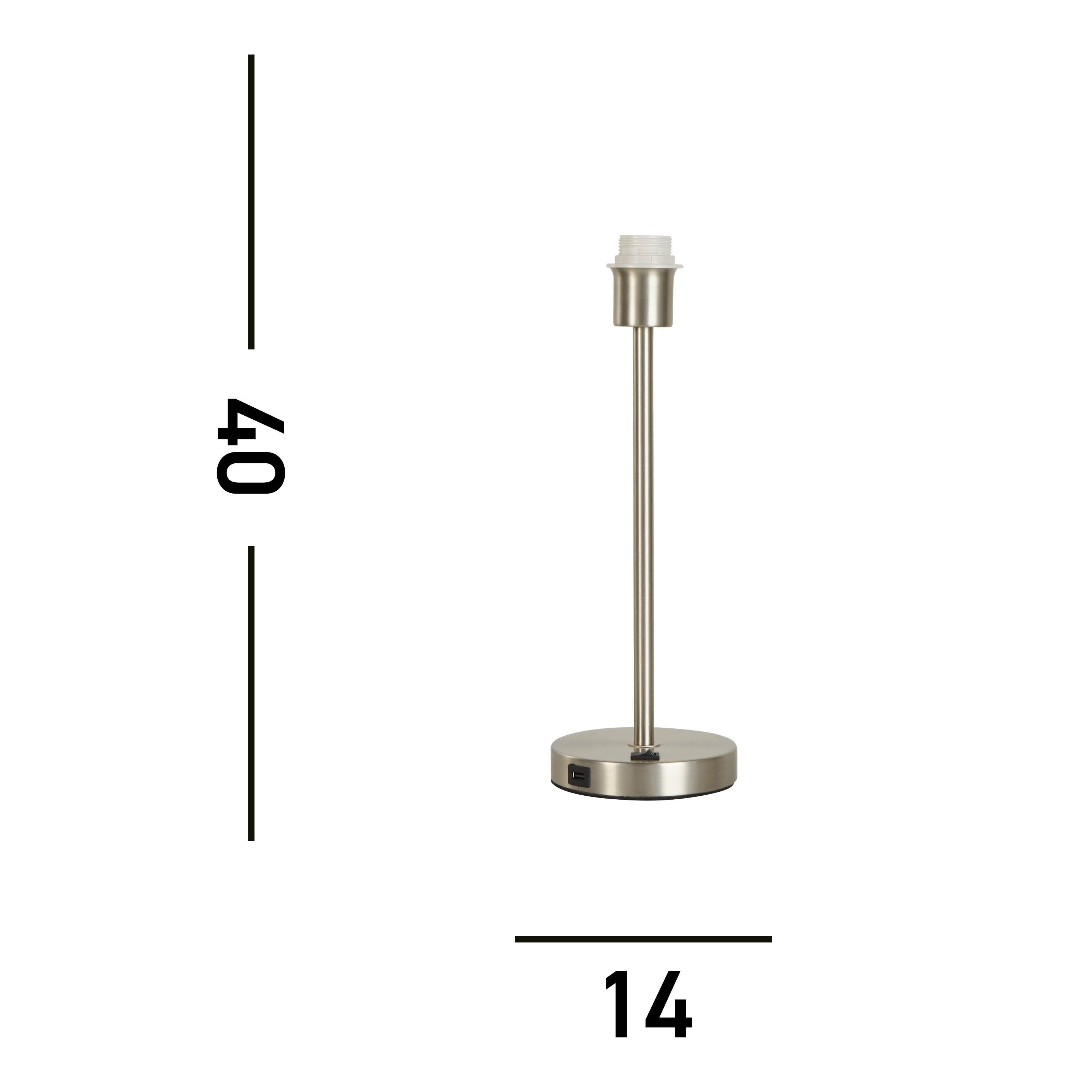 Searchlight Fairview USB Table Lamp Base - Satin Nickel - Base Only