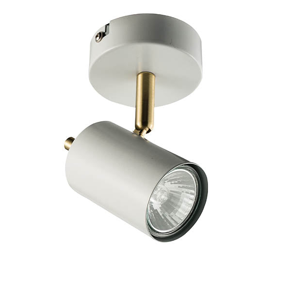 Endon Gull Single Light Spot Light - Matt White Paint & Satin Brass Plate
