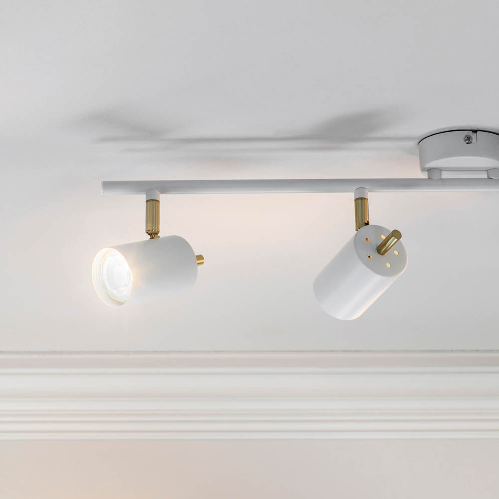 Endon Gull 4 Light Spot Light - Matt White Paint & Satin Brass Plate