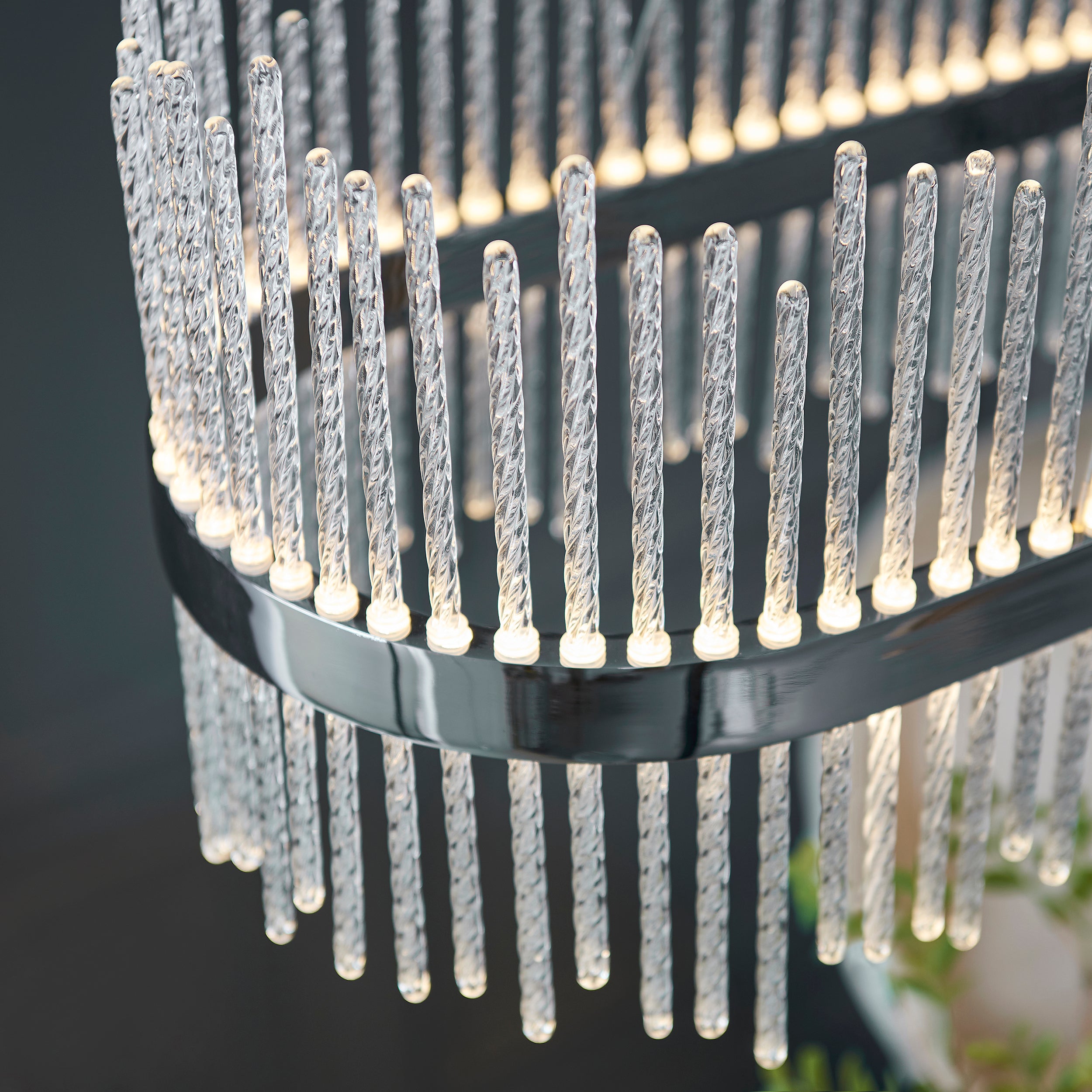 Utopia Twist Linear Pendant - Chrome Plate & Clear Glass