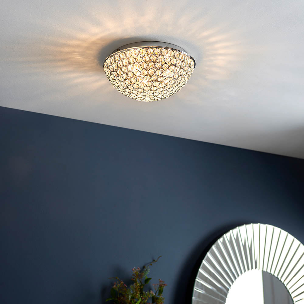 Endon Chryla 3 Light Flush Fitting - Chrome Plate & Clear Crystal