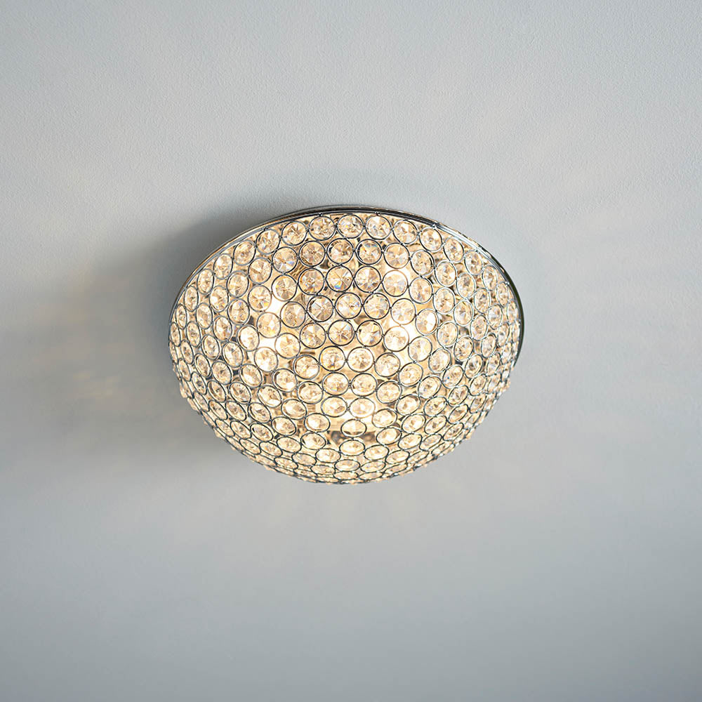 Endon Chryla 3 Light Flush Fitting - Chrome Plate & Clear Crystal