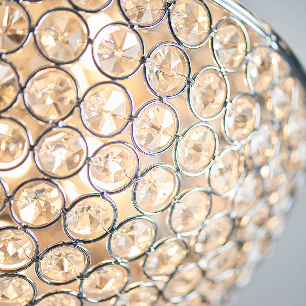 Endon Chryla 3 Light Flush Fitting - Chrome Plate & Clear Crystal