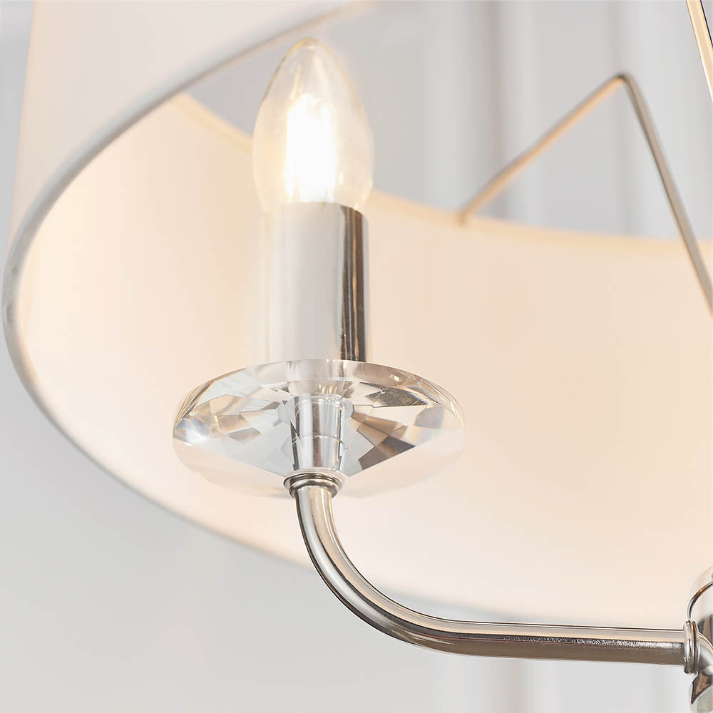 Endon Nixon 3 Light Pendant - Bright Nickel Plate & Vintage White Fabric