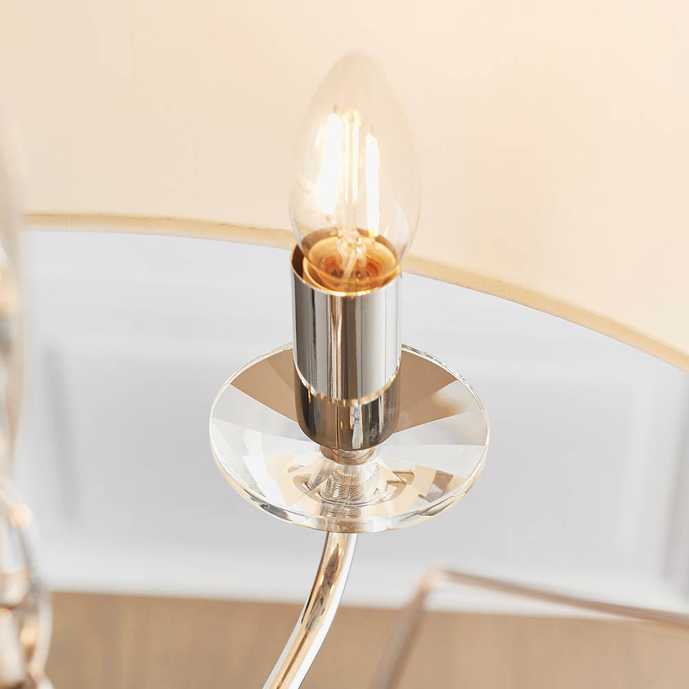 Endon Nixon 6 Light Pendant - Bright Nickel Plate & Vintage White Fabric