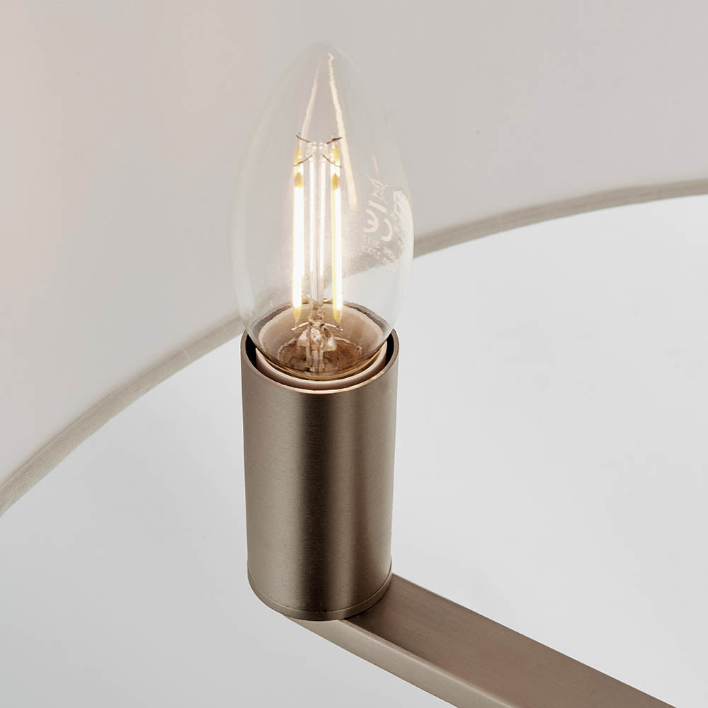 Endon Daley 3 Light Pendant - Matt Nickel & Vintage White Faux Silk