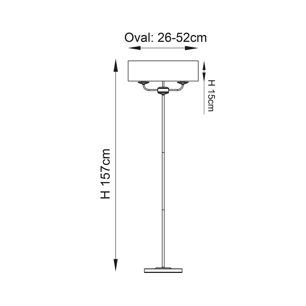 Endon Nixon 2 Light Floor Lamp - Bright Nickel Plate & Vintage White Fabric