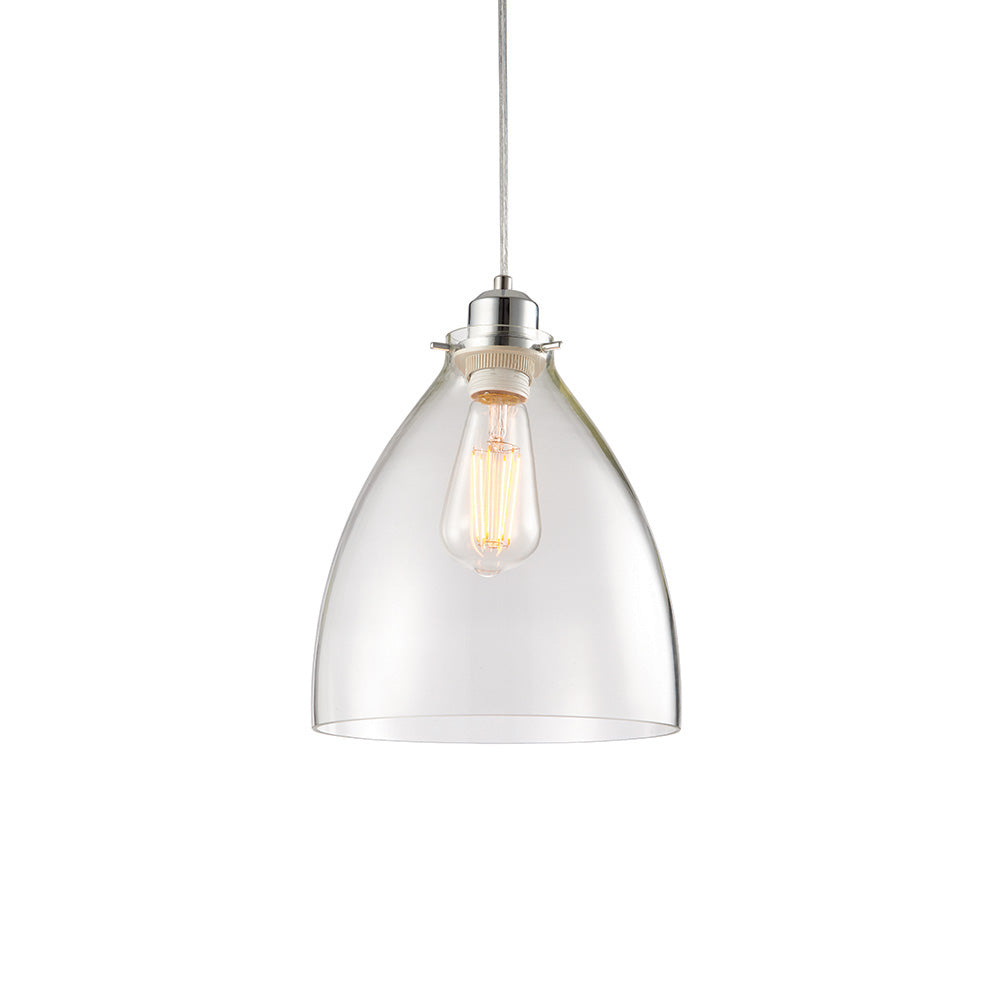 Endon Elstow Single Light Pendant Shade - Clear Glass & Chrome Plate - Shade Only