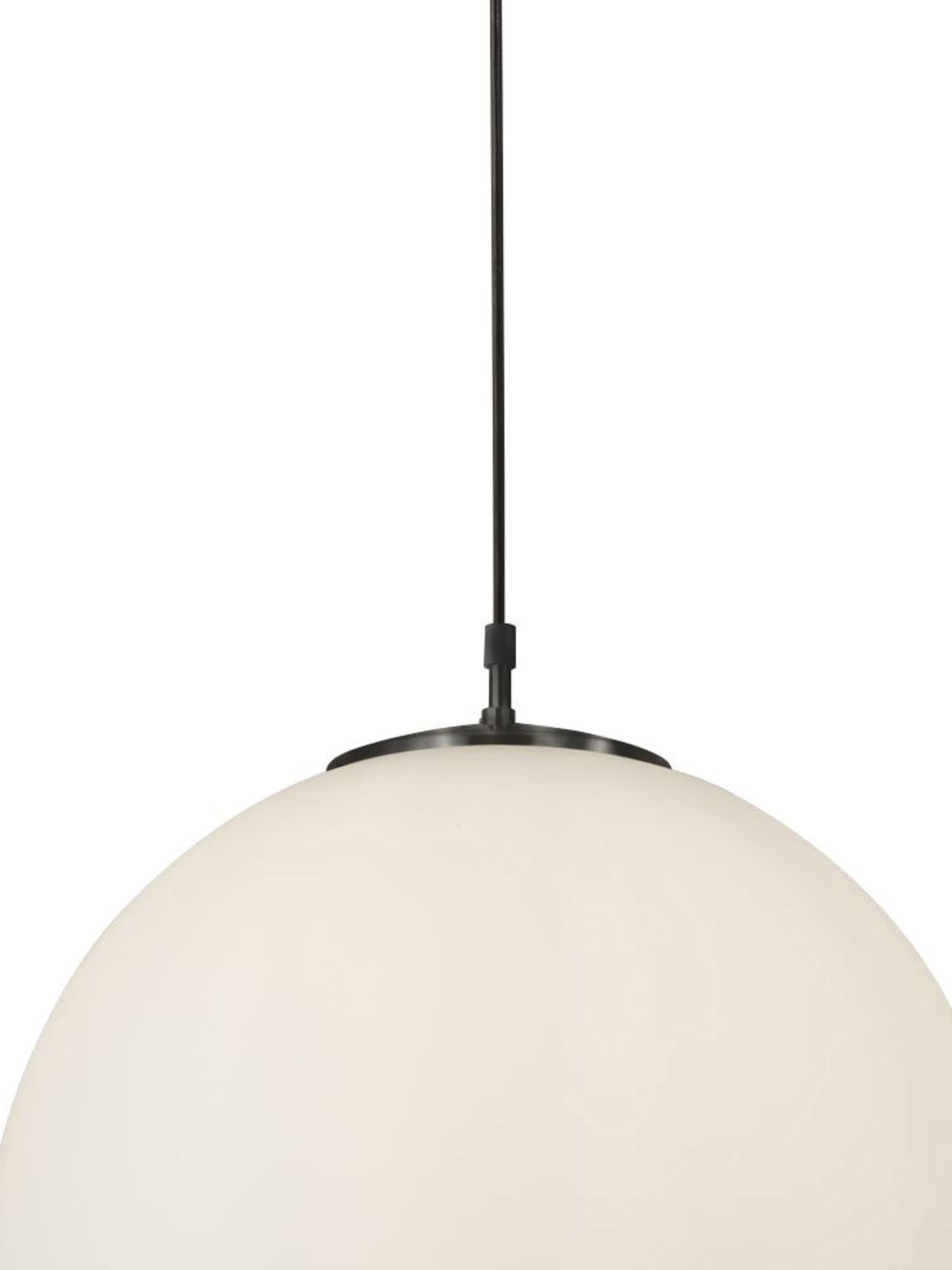 Close up of the matt black ceiling fitting on the Atom Pendant, showing the cable entry and fixing screws