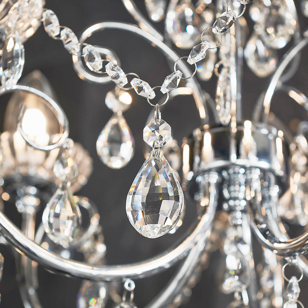 Endon Tabitha 5 Light Pendant - Chrome Plate & Clear Crystal