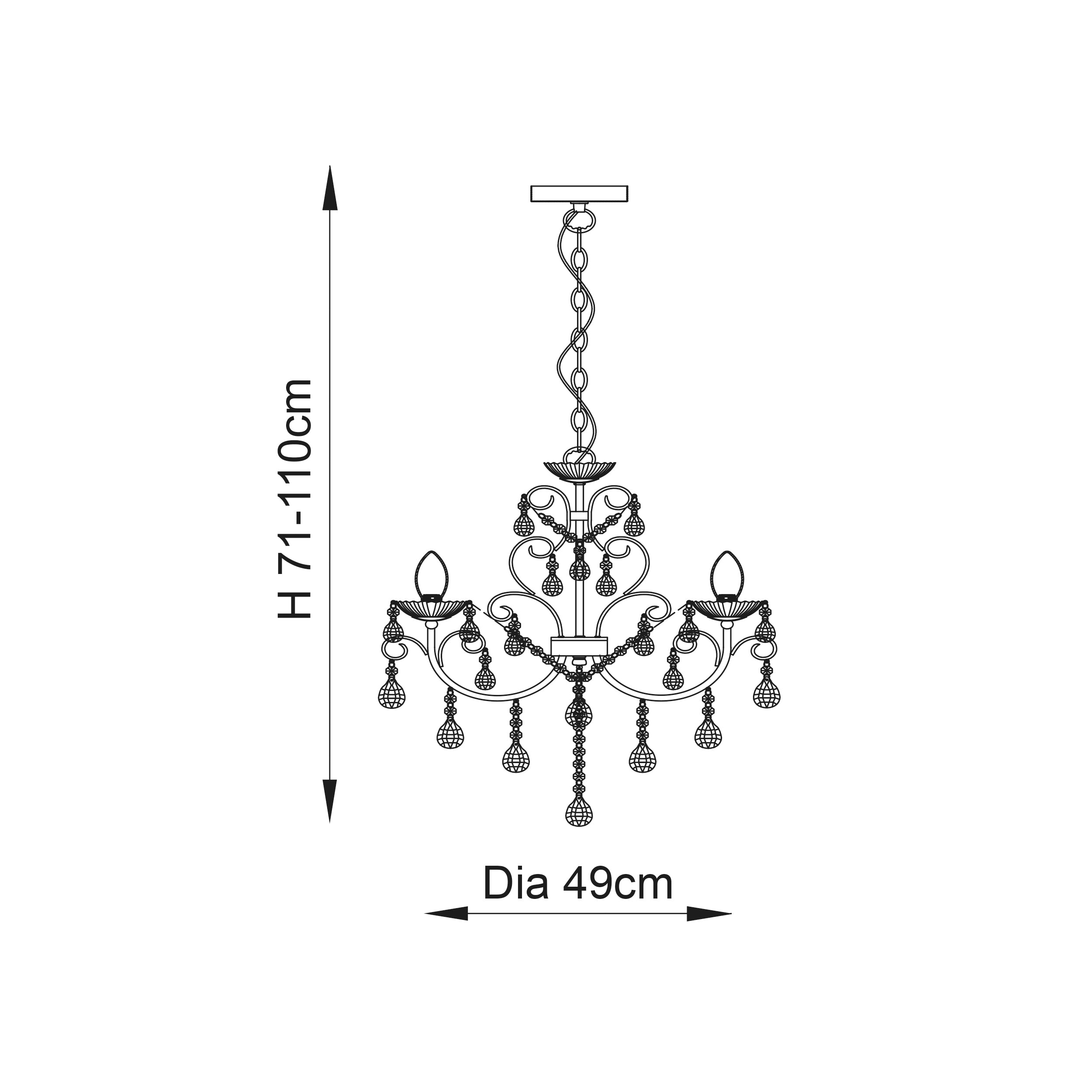 Endon Tabitha 5 Light Pendant - Chrome Plate & Clear Crystal