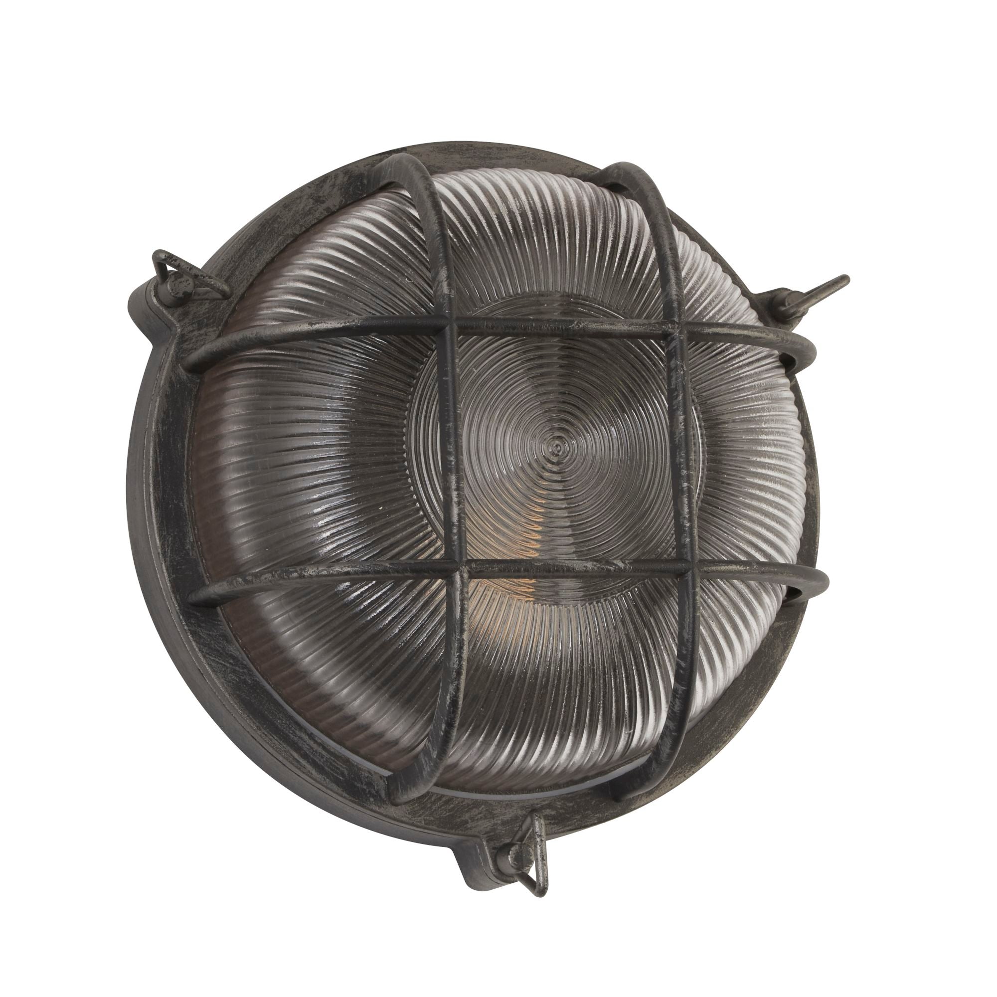 Searchlight Browside IP44 Outdoor Light - Round - Black Silver Aluminium