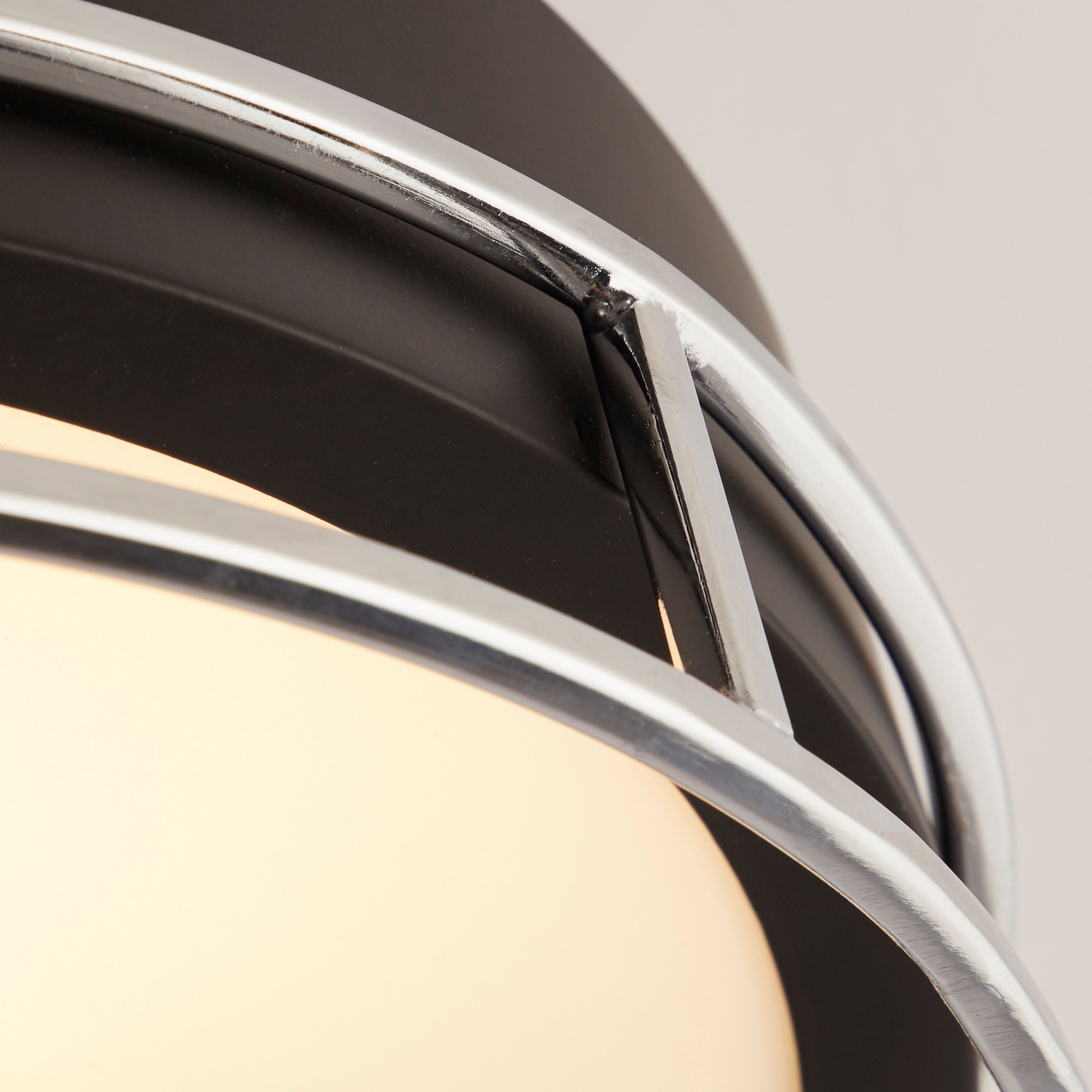 Searchlight Peel 2 Light Flush - Black, Chrome & Frosted Glass