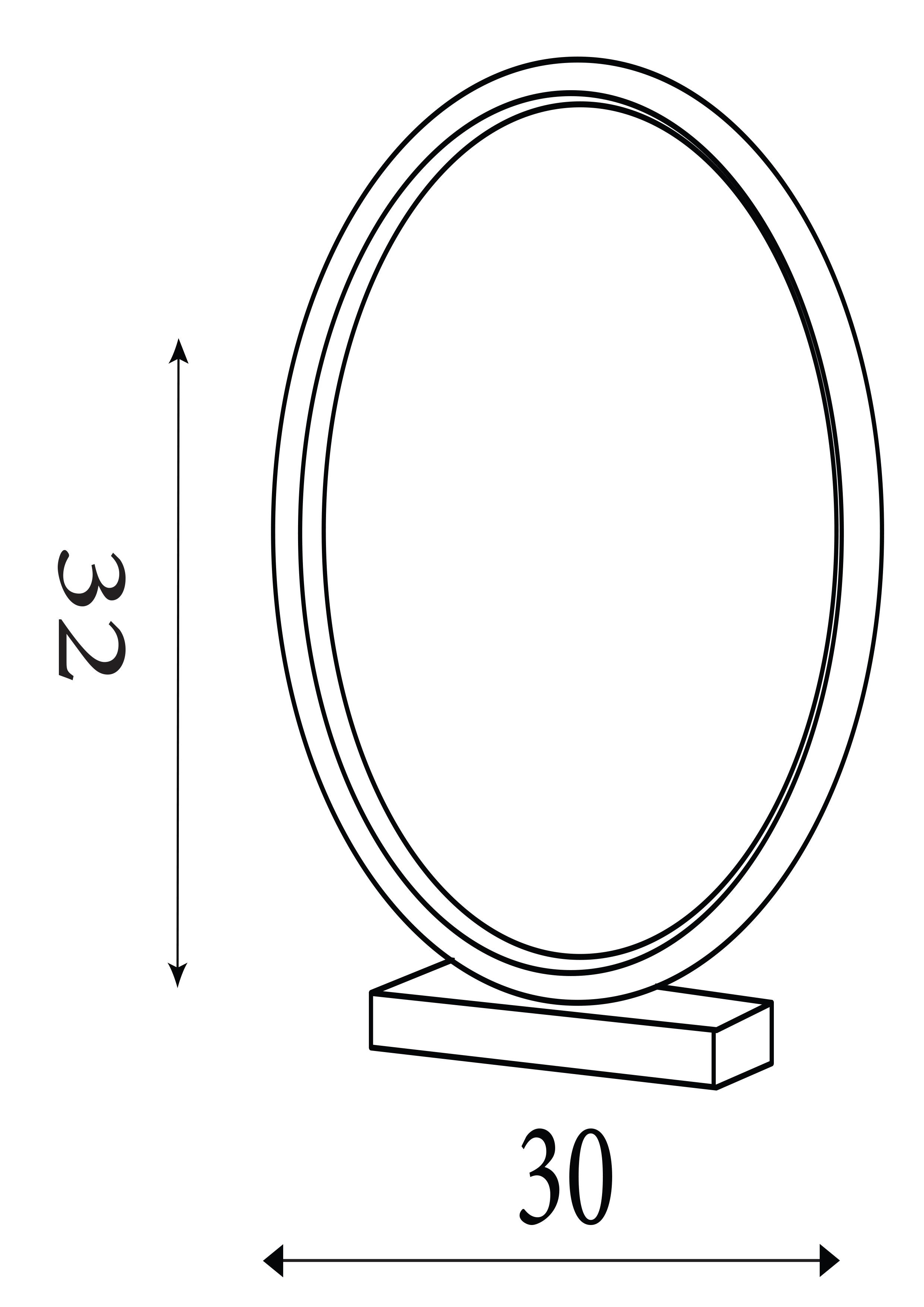 Technical drawing of the Malibu LED table light showing a height of 32cm and a width of 30cm