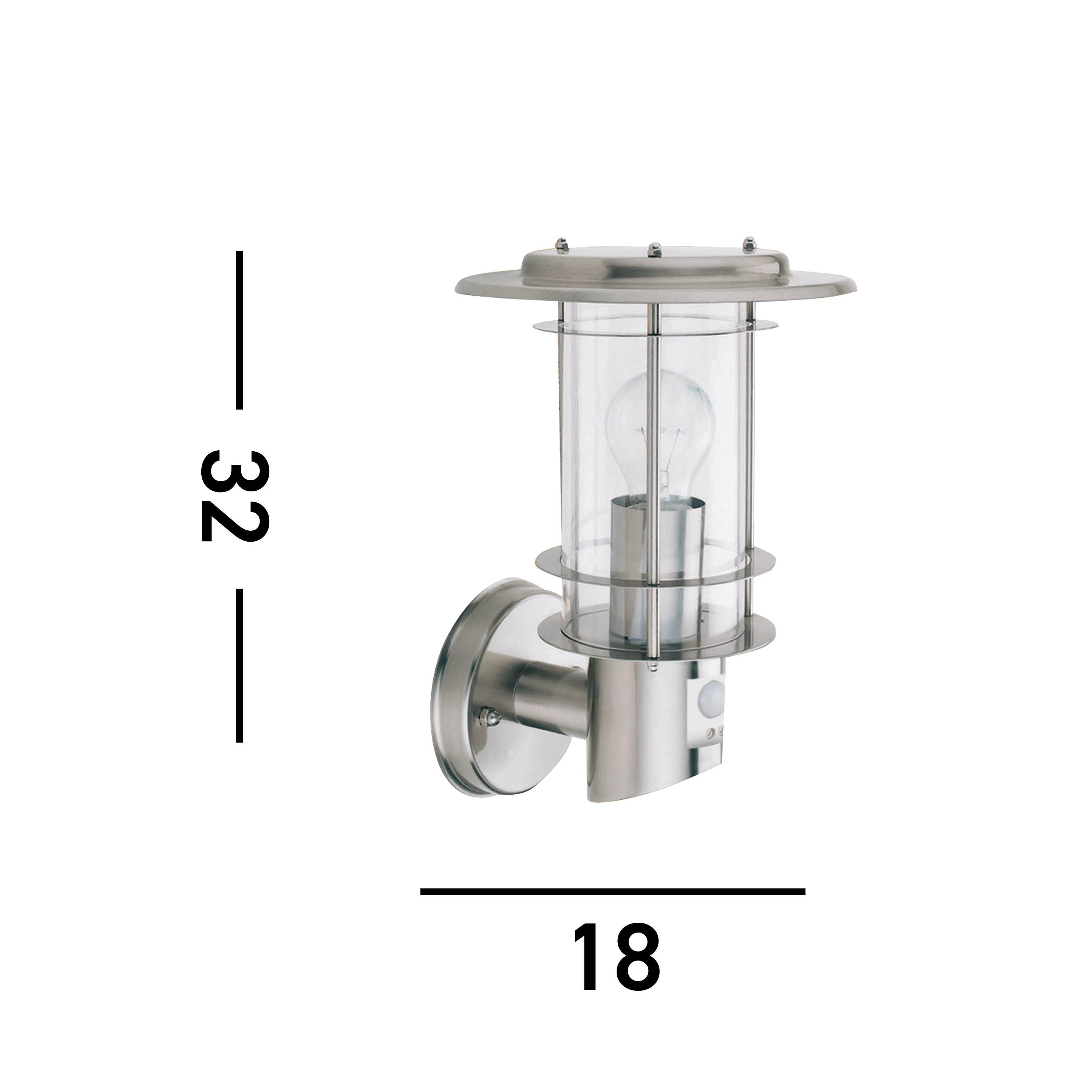 Searchlight Easby Outdoor Wall Light with Sensor - Stainless Steel - IP44