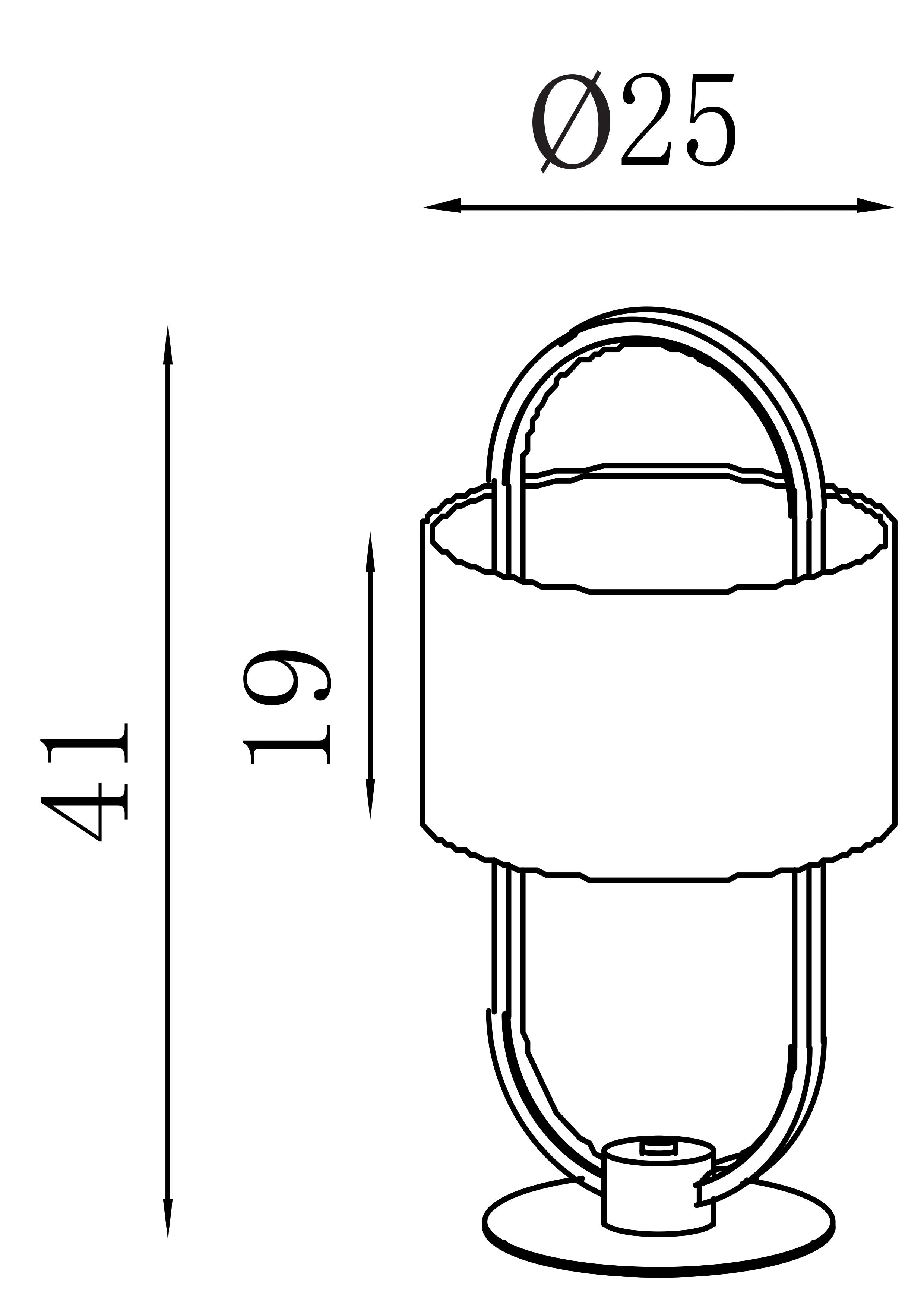 Line drawing of the Madrid table lamp with overall height and shade dimensions marked