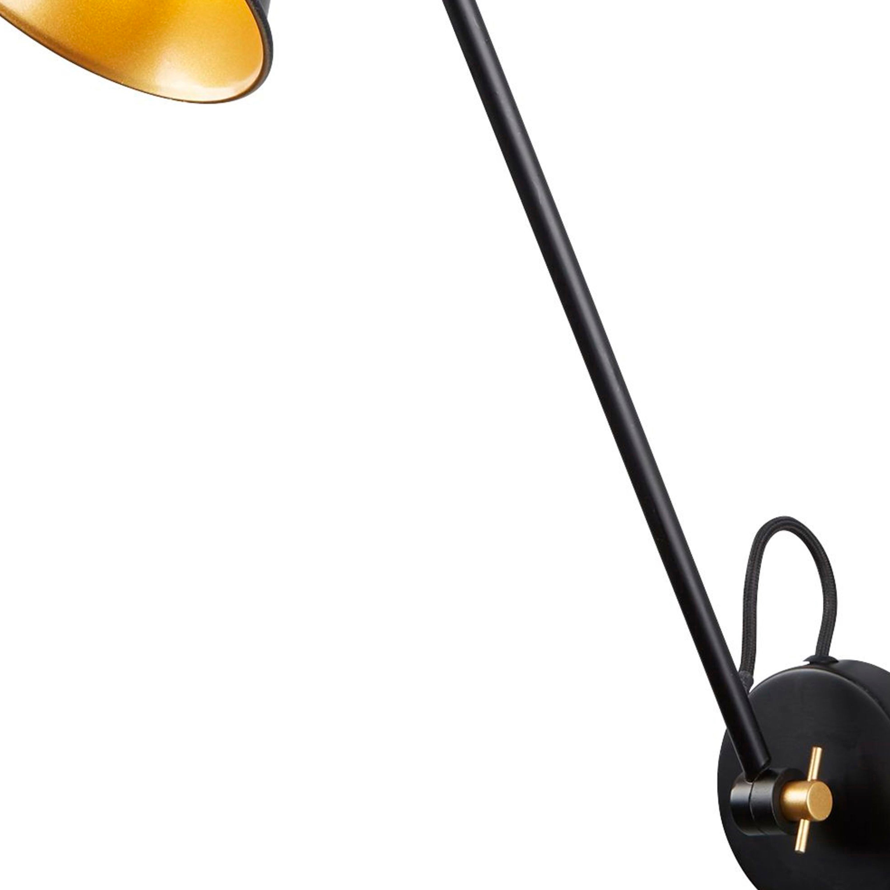 Searchlight Abram Adjustable Wall Bracket Single - Matt Black & Gold