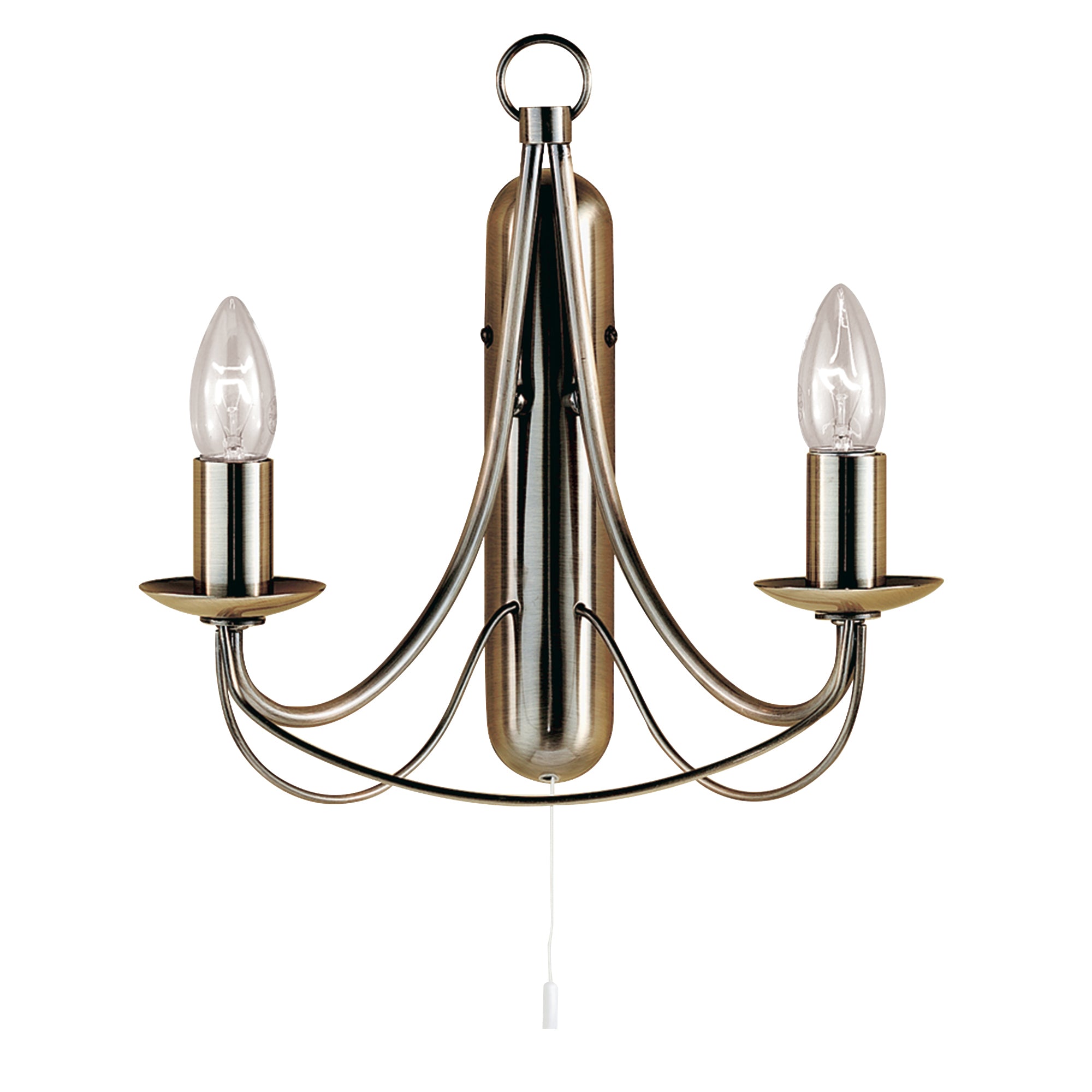 Searchlight Marsh Antique Brass 2 Light Wall Bracket, Birdcage Design, Switched