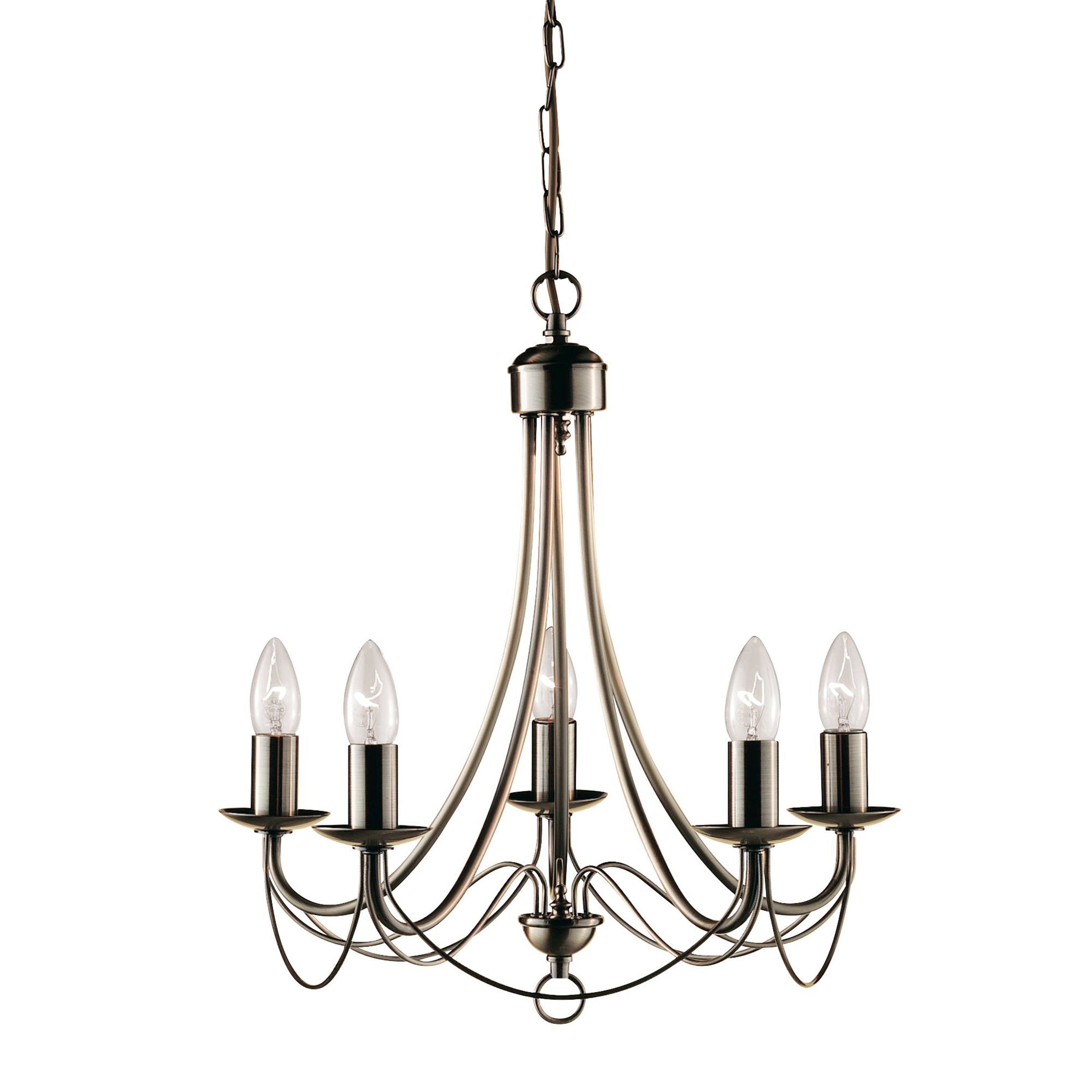 Searchlight Marsh Antique Brass 5 Light Multi-arm Fitting, Birdcage Design