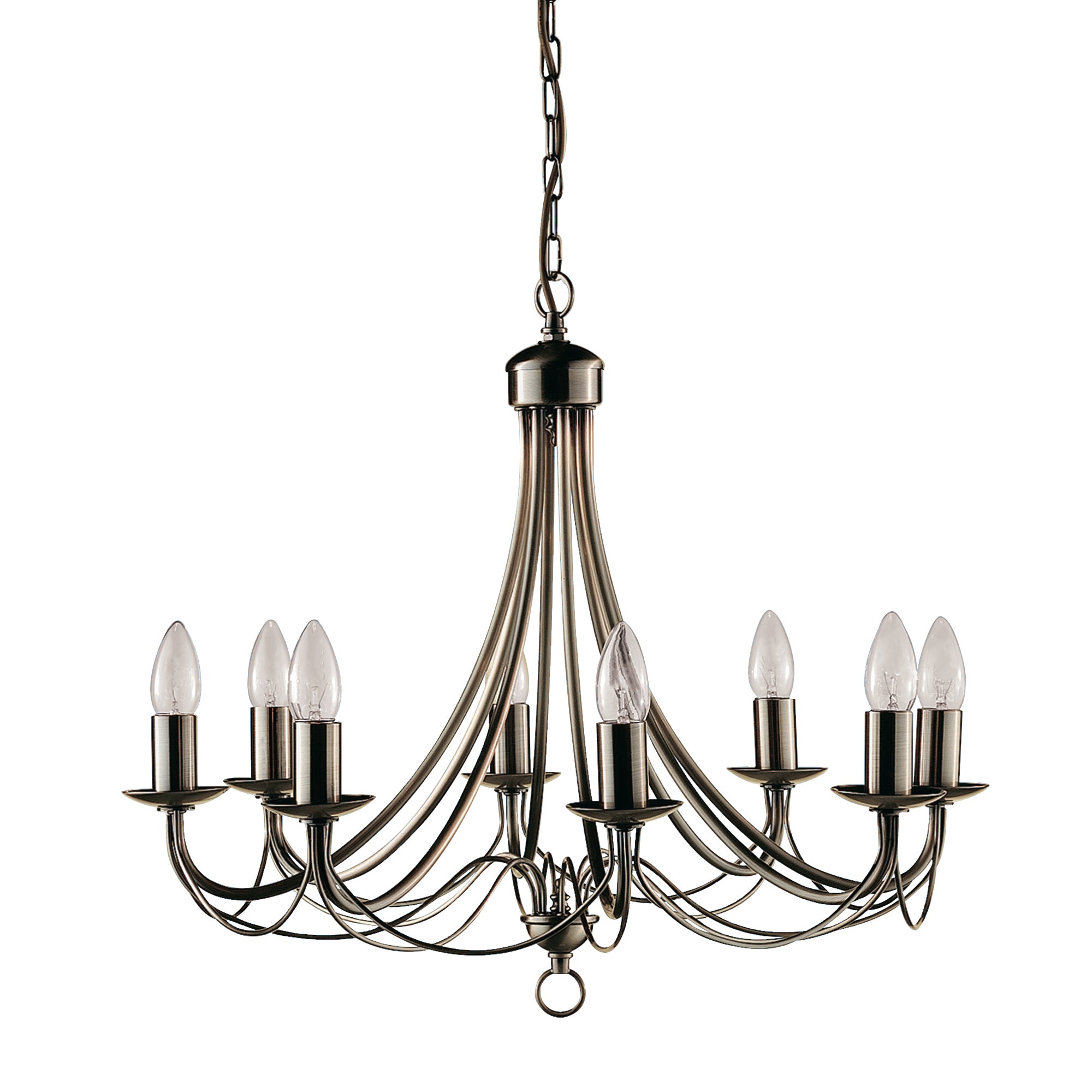 Searchlight Marsh Antique Brass 8 Light Multi-arm Fitting, Birdcage Design