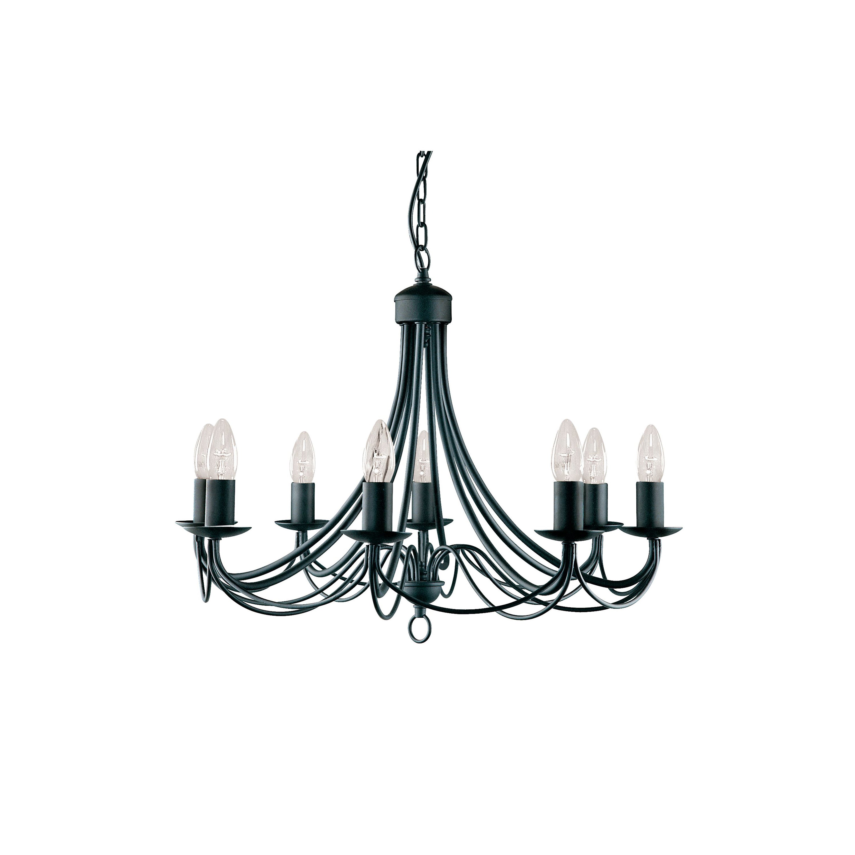 Searchlight Marsh Matt Black 8 Light Multi-arm Fitting, Birdcage Design