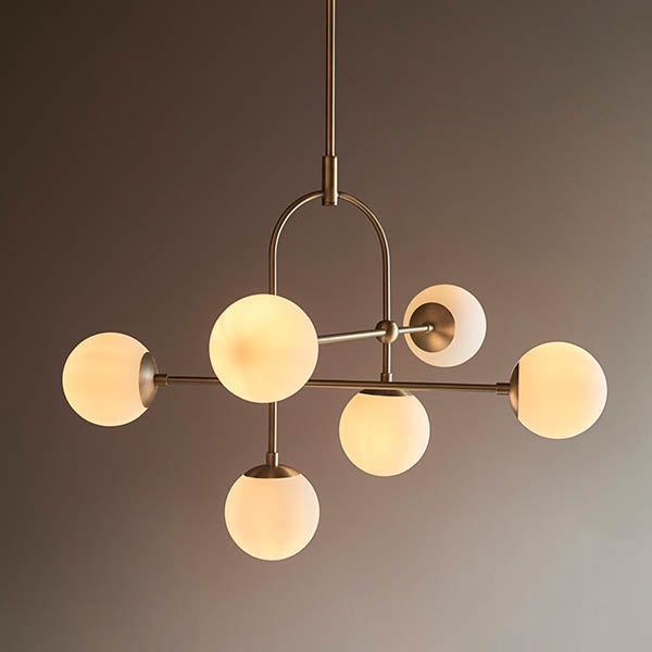 Utopia Sphere 6 Light Semi Flush Fitting - Antique Brass - 86cm Diameter