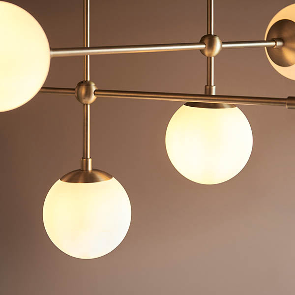Utopia Sphere 6 Light Semi Flush Fitting - Antique Brass - 86cm Diameter