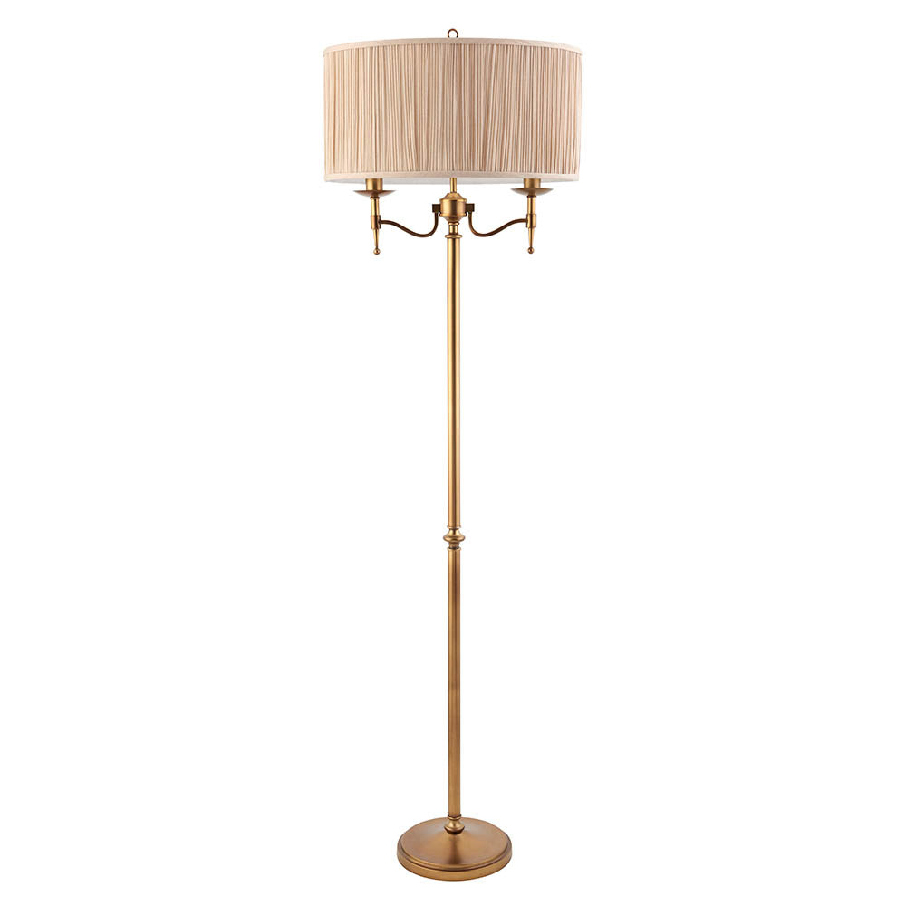 Interiors 1900 Stanford Floor Lamp - Antique Brass & Beige Shade