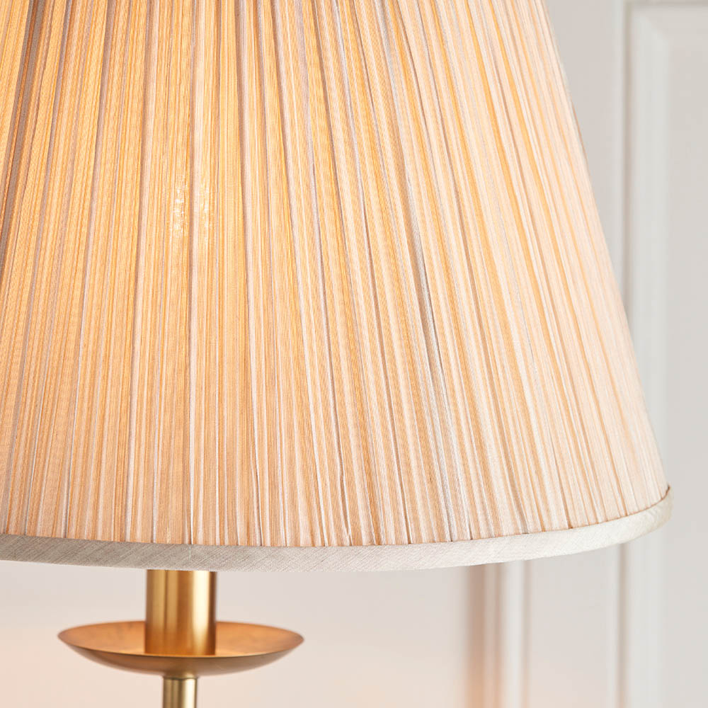 Interiors 1900 Stanford Swing Arm Floor Lamp - Antique Brass & Beige Shade