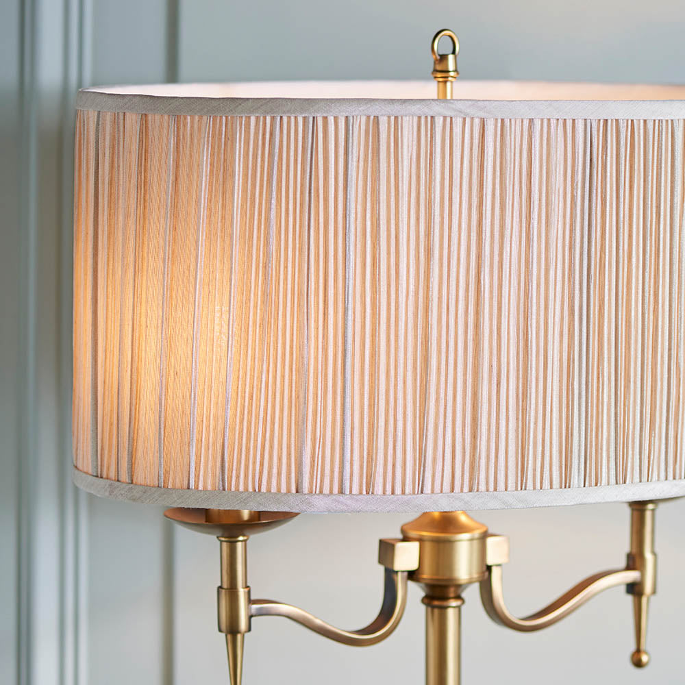 Interiors 1900 Stanford Table Lamp - Antique Brass & Beige Shade