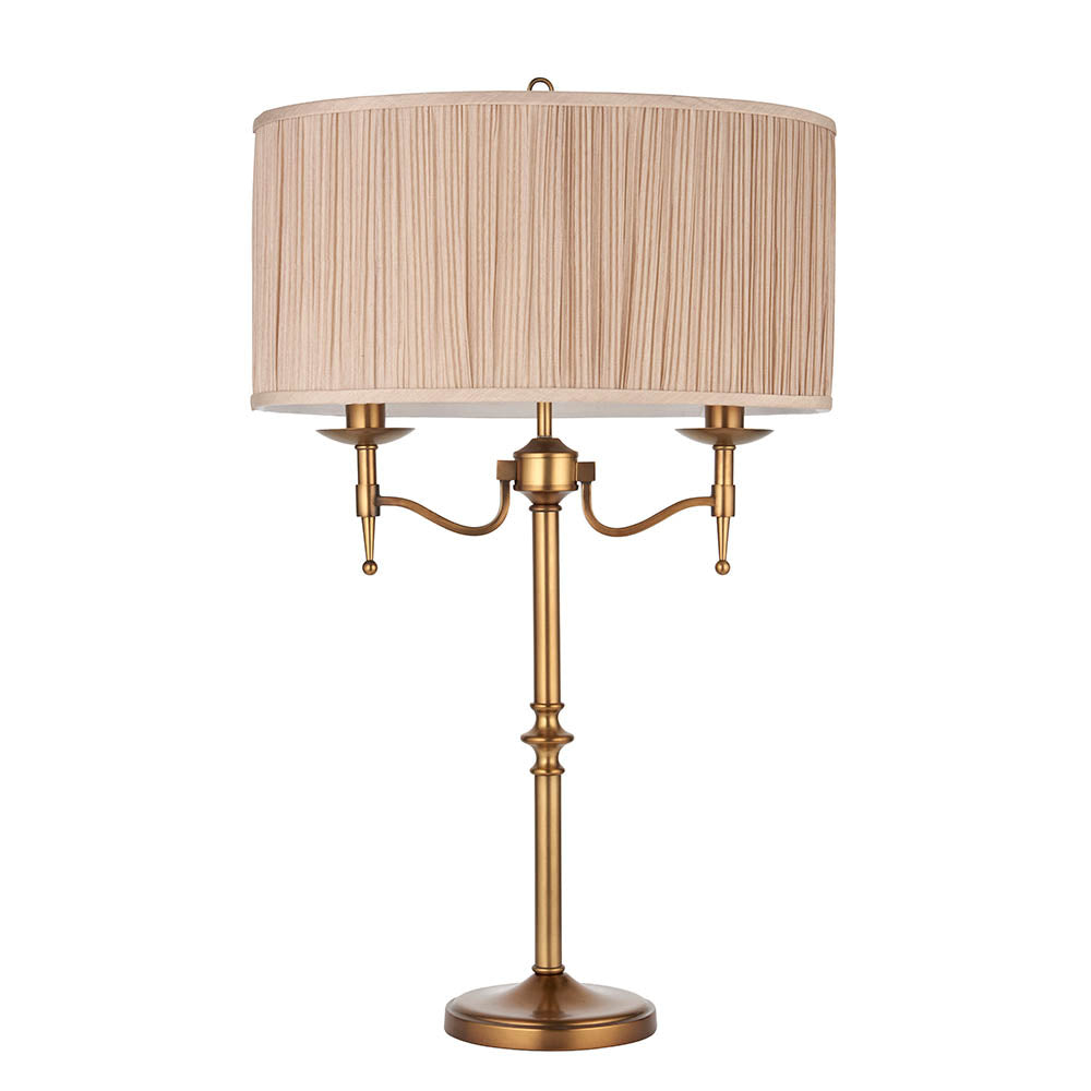Interiors 1900 Stanford Table Lamp - Antique Brass & Beige Shade
