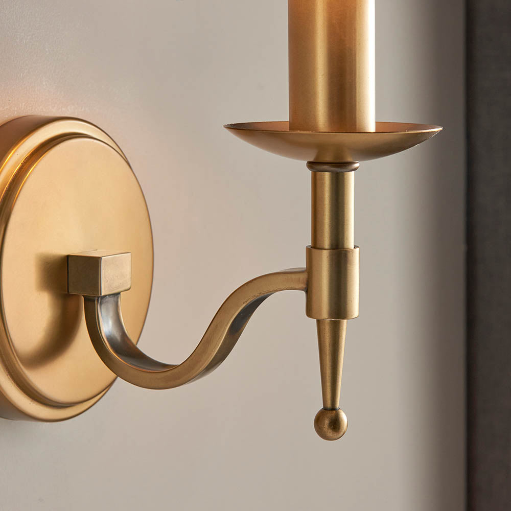 Interiors 1900 Stanford Single Wall Light - Antique Brass & Beige Organza Shade