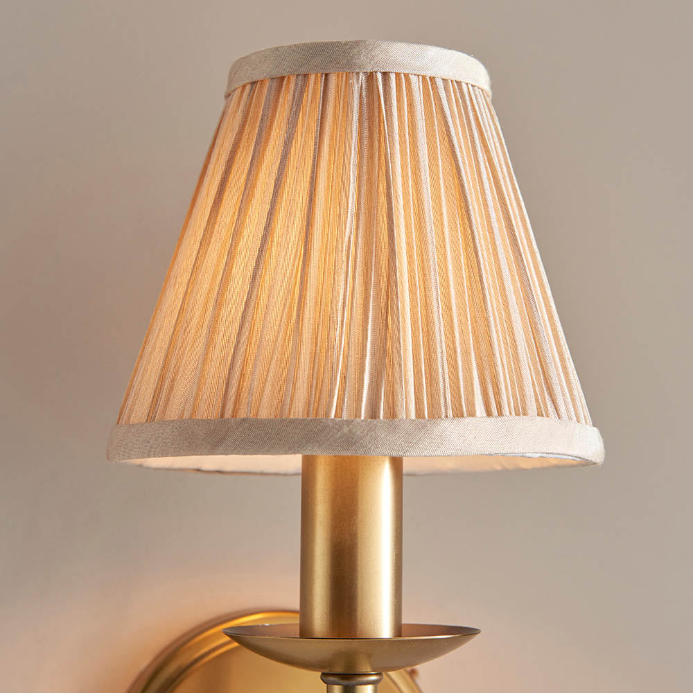 Interiors 1900 Stanford Single Wall Light - Antique Brass & Beige Organza Shade