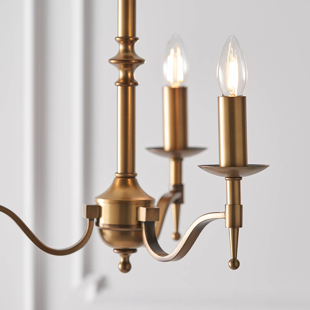 Interiors 1900 Stanford 3 Light Pendant - Antique Brass