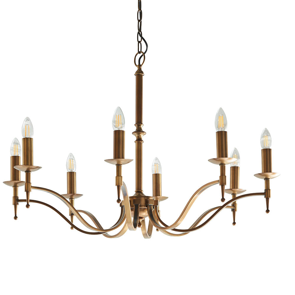 Interiors 1900 Stanford 8 Light Pendant - Antique Brass